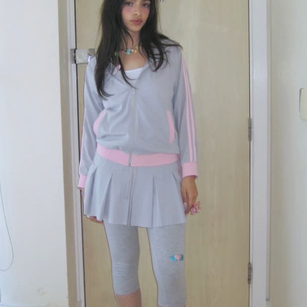 퍼피북클럽 PBC mesh zip up set (gray)