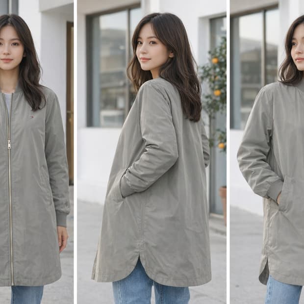 타미힐피거 여성 롱 봄버자켓 카키 롱점퍼 간절기 아우터 ㅣ 상태최상