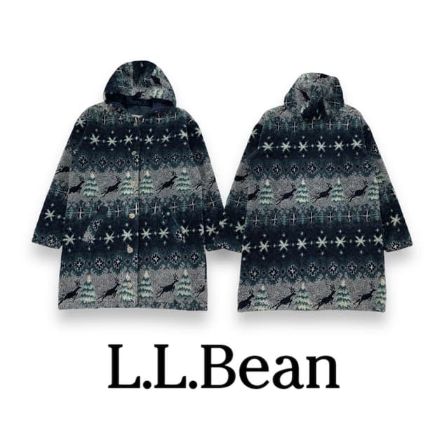 L.L.Bean (엘엘빈) 빈티지 노르딕 패턴 보아 후리스 후드 코트