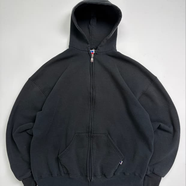 90s Russell Zip Up Hoodie (black)