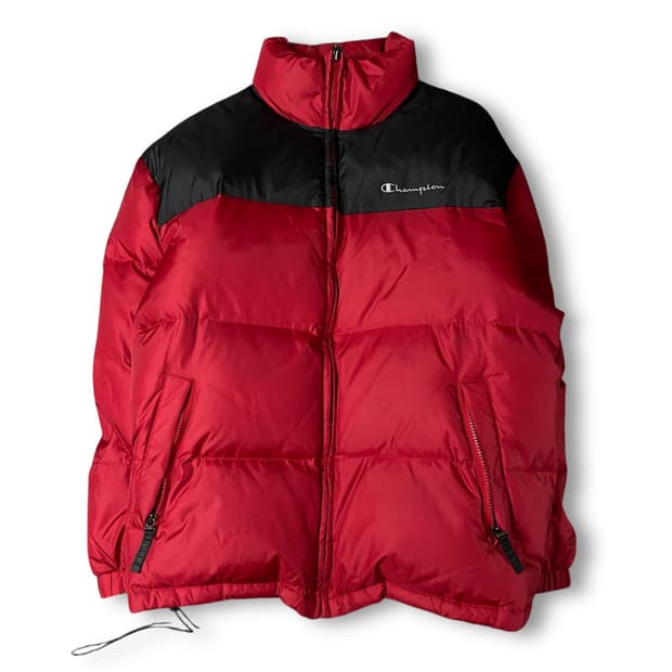 챔피온 레드블랙 덕다운 패딩 L
