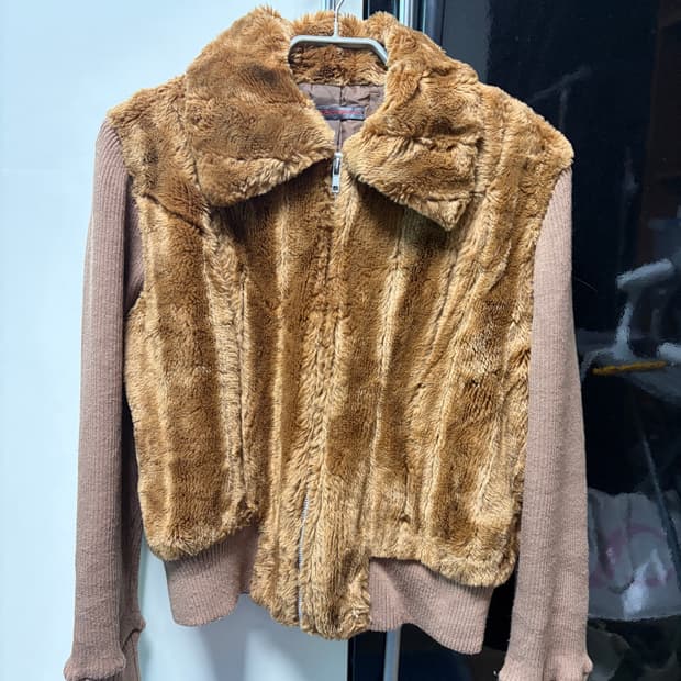 빈티지 니트 퍼 싱글 자켓 여성 S