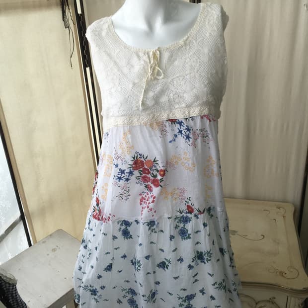 jpn vintage lace crochet floral dress A