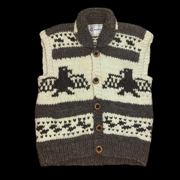 made in canada 빈티지 코위찬 울 니트 가디건