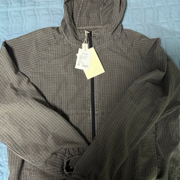 4) 폴리테루 체크 후디 파카 후드집업 그레이