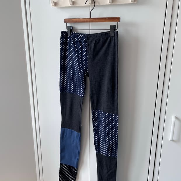 Vintage 도트 배색 패치 레깅스