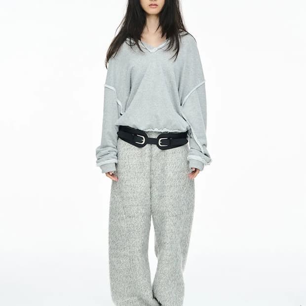 세릭 hairy wide pants/gray
