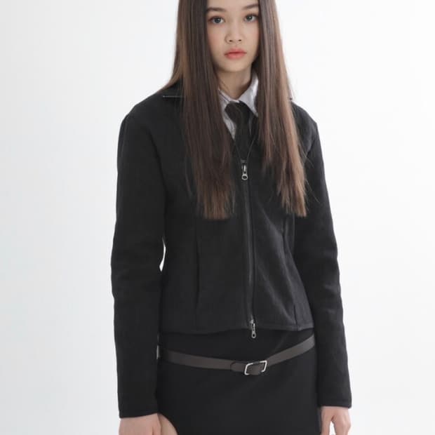 wsc archive jacquard fur zip-up