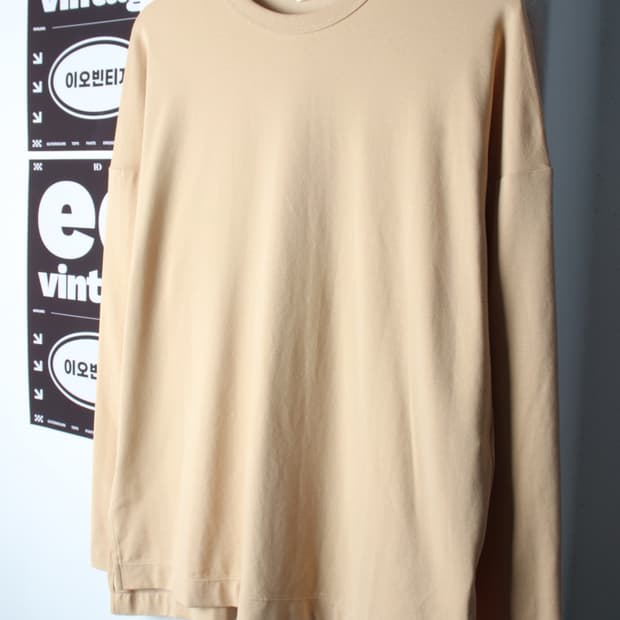 (XL) 유니클로 긴팔티셔츠 베이지 무지 기본-H32952