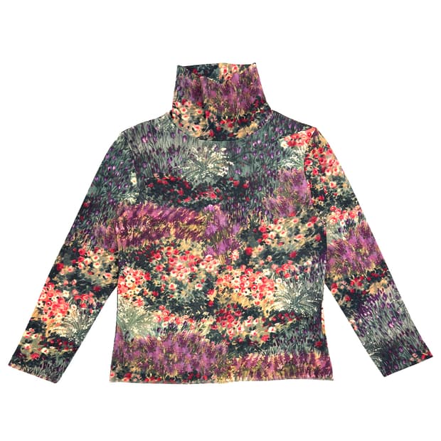Floral Mesh Turtleneck Top