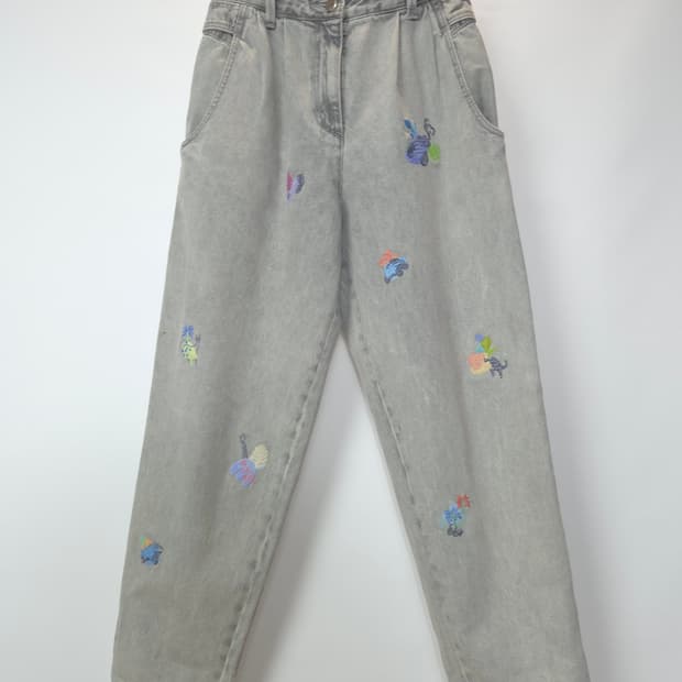 한섬 오즈세컨 2021 사파리 자수 페이퍼백 데님 팬츠 64-94