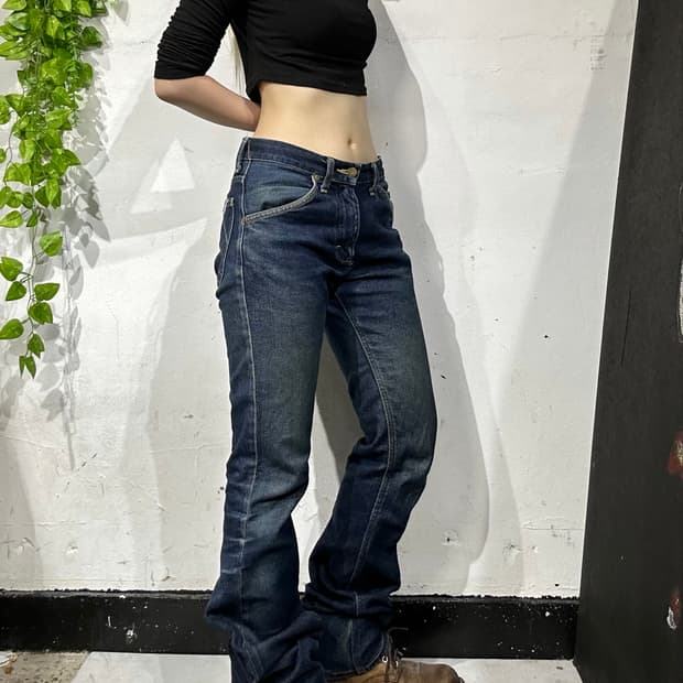리 진청 부츠컷 데님 팬츠 청바지