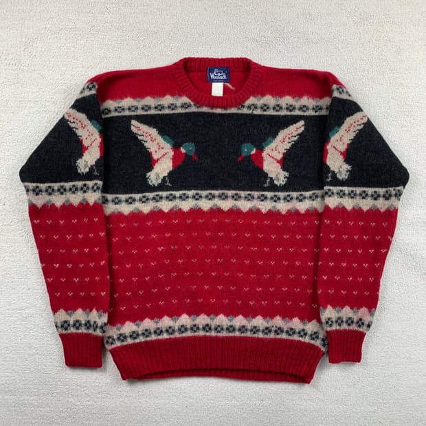 80s 울리치 청둥오리 패턴 빈티지 울 니트 