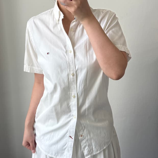 [M] 타미힐피거 화이트 반팔셔츠