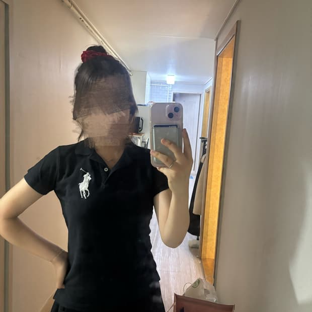 폴로 블랙화이트 빅포니 여성m 카라티
