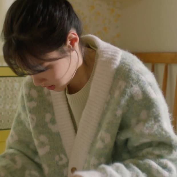 와이케이 YK 레오파드 니트 가디건 민트