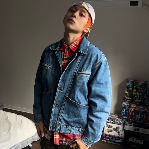 Edwin 터쿠아즈 플리스 크롭 트러커 자켓