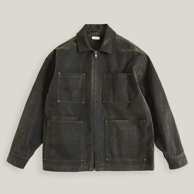 <새상품>스테인 워시 싱글 자켓 프렌치 워크 자켓