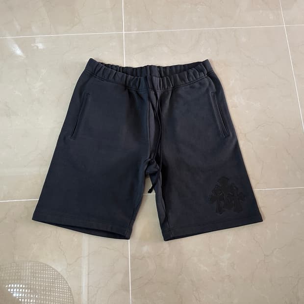 크롬하츠 트리플 크로스 레더패치 스웻쇼츠 블랙 XL