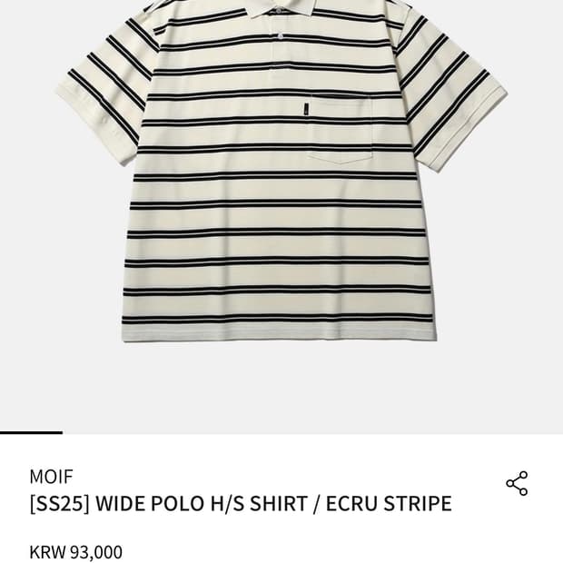 새상품,3사이즈) 25ss 모이프 WIDE POLO H/S SHIRT