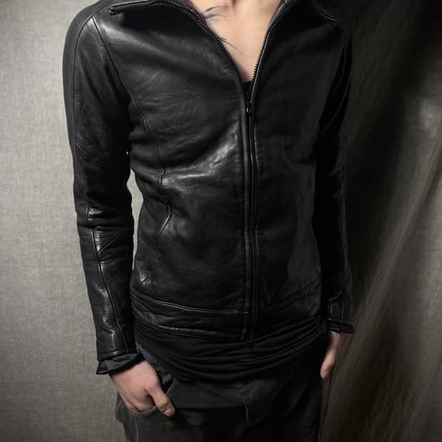 CIVILIZED High Neck Cow Leather Jacket