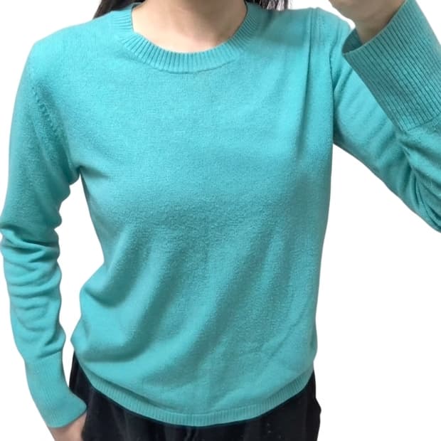 청록색 빈티지 니트 티셔츠