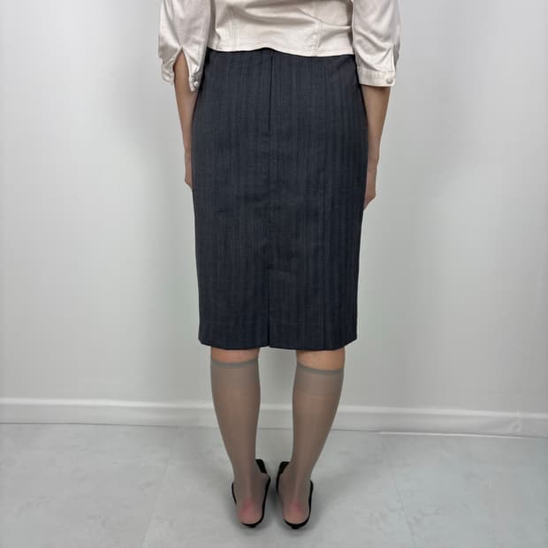 CHARCOAL STRIPE MIDI SKIRT
