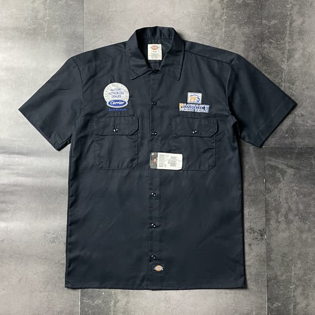 DICKIES 디키즈 데드스탁 네이비 패치 반팔 워크셔츠 A00978
