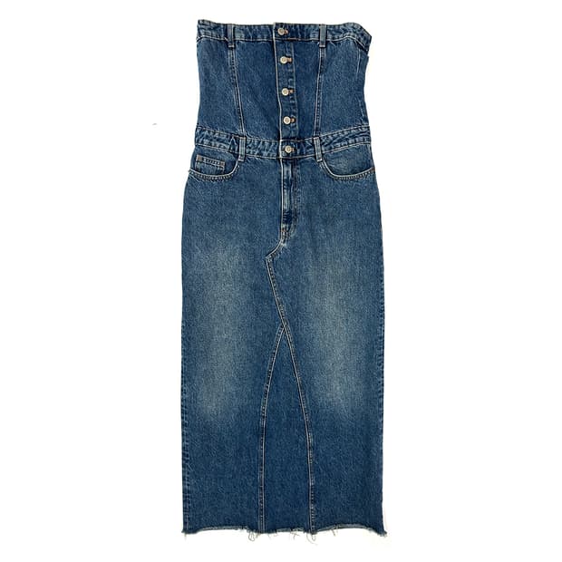 Zara Corset Denim Dress Skirt/ Os 