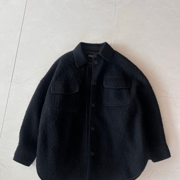 ORR 블랙 셔츠형 오버핏 울자켓