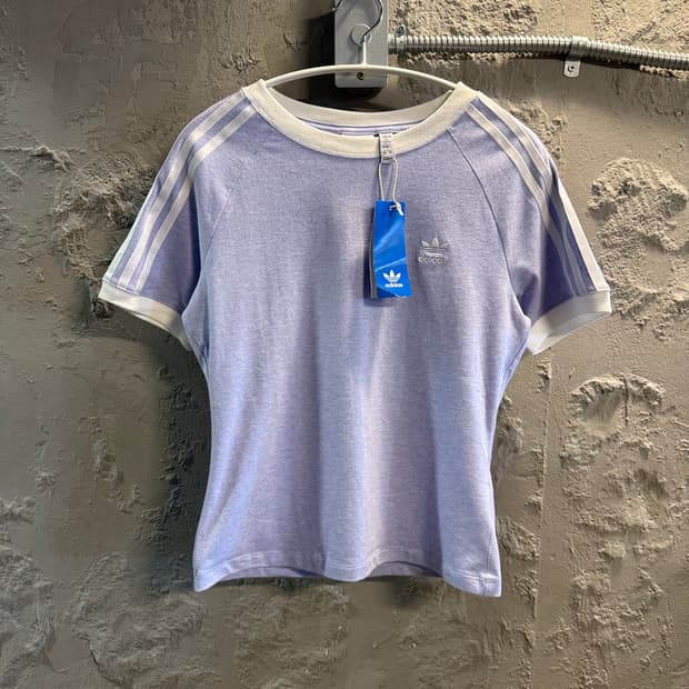 L 아디다스 adidas 오리지널스 트레포일 3선 반팔 티셔츠 라벤더