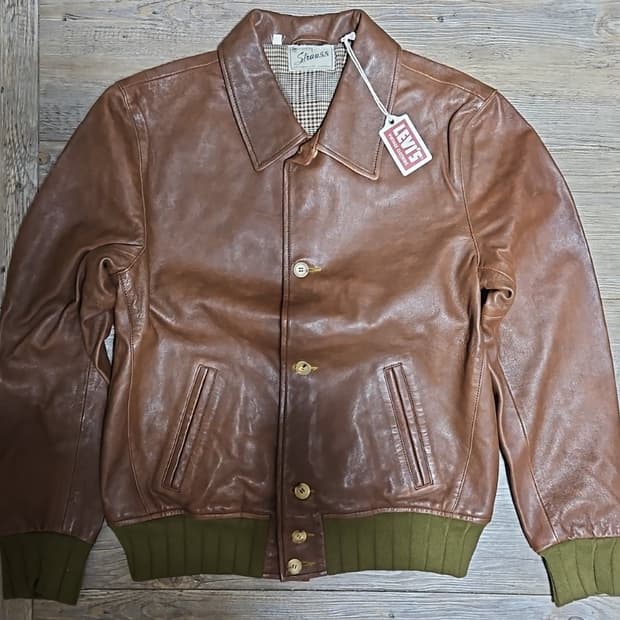 리바이스 LVC 스트라우스 레더 자켓 라이 M