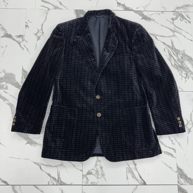 피에르가르뎅 벨벳 체크 투버튼 블레이저