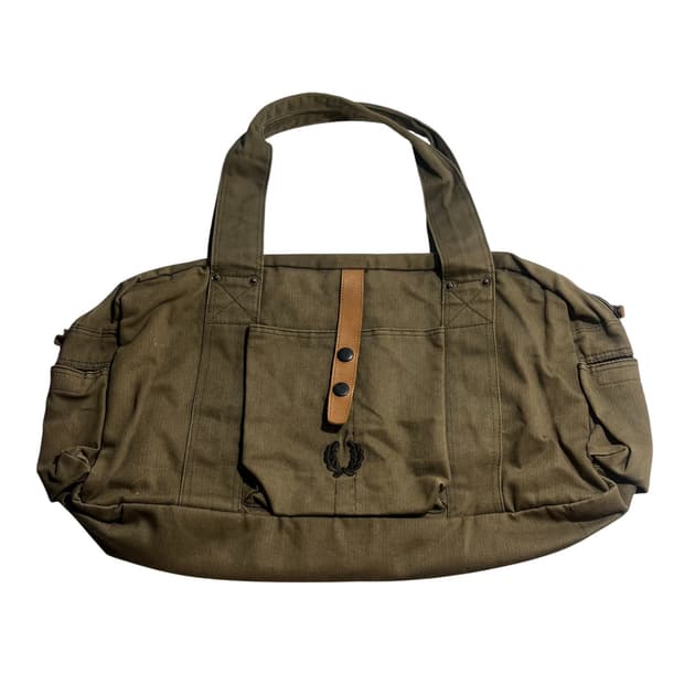 프레드페리 00s  카키 캔버스 더플백