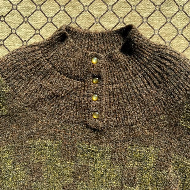 브라운 버튼 니트