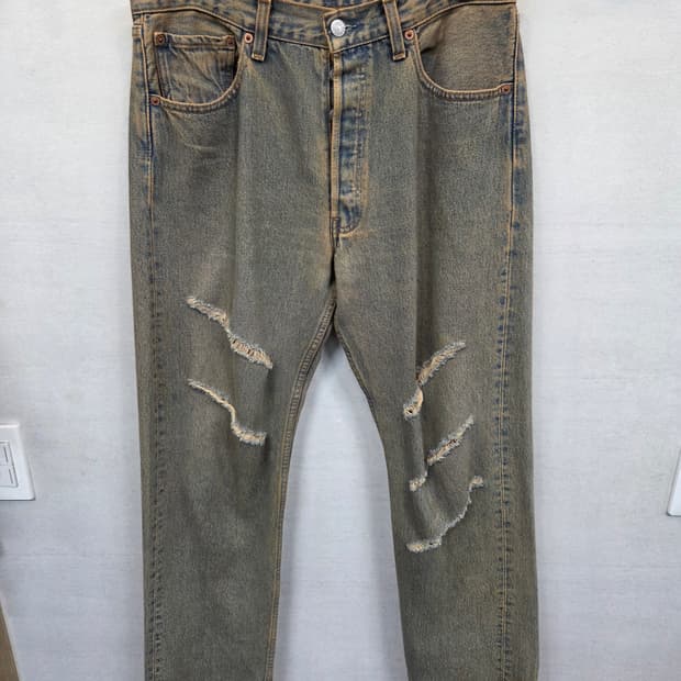 리바이스 501 데미지 녹워싱 데님팬츠 30