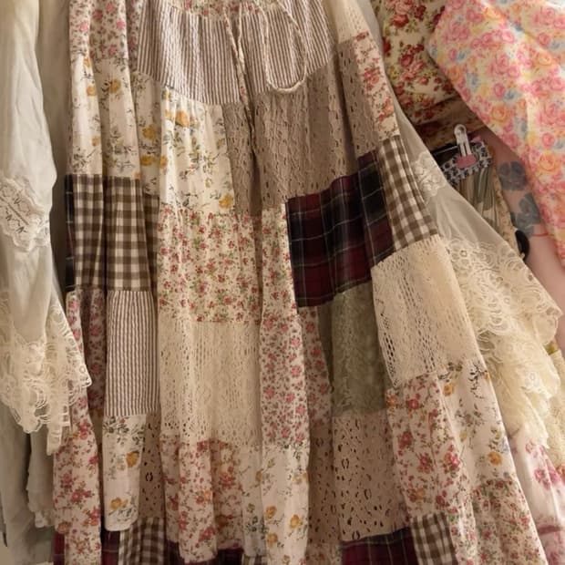 빈티지 사각패치원피스 사각패치스커트