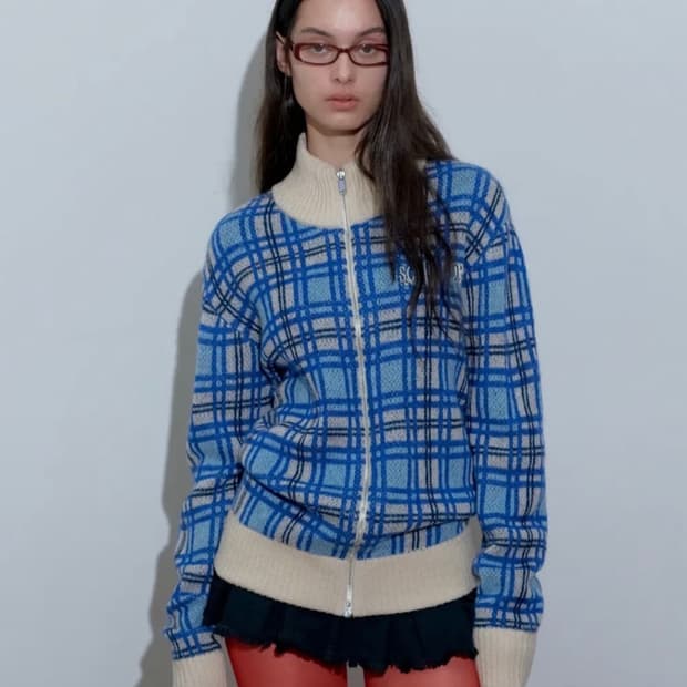 스컬프터 체크니트 집업