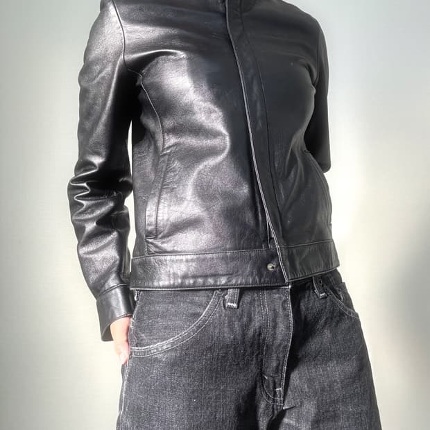 레더 크롭 자켓