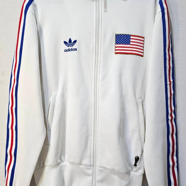 아디다스 미국 USA 화이트 트랙탑 져지집업 85~90/XS~S