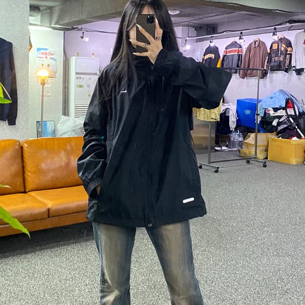 나이키 스우시 바람막이 자켓 블랙 B4987