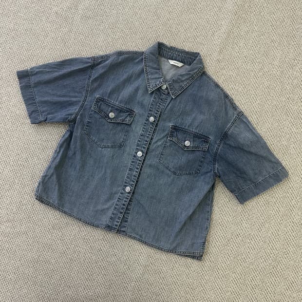 95-165 헤지스 루즈핏 반팔 데님 셔츠 0416D