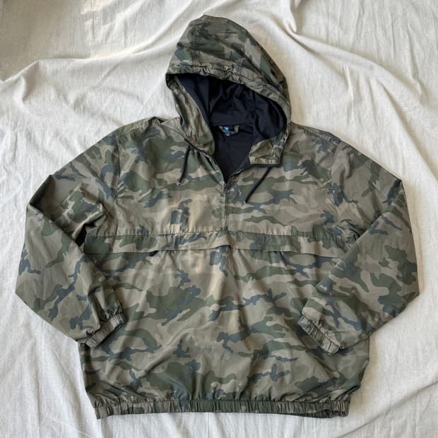 H&M 나일론 카모 후드 아노락 XL