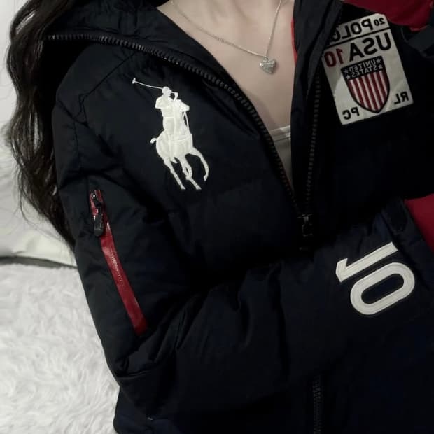 🐰폴로 랄프로렌 화이트 빅포니 usa 대대장 매물 후드 패딩♥️