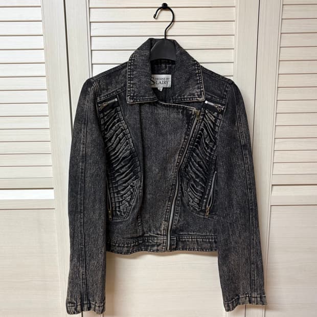 일본 빈티지 셔링 데님 바이커 자켓