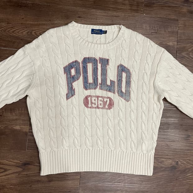 폴로 랄프로렌 여성 빅로고 케이블 니트 스웨터