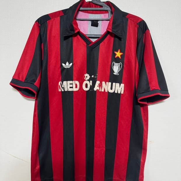 L 아디다스 ac 밀란 90-92 홈 유니폼 반팔