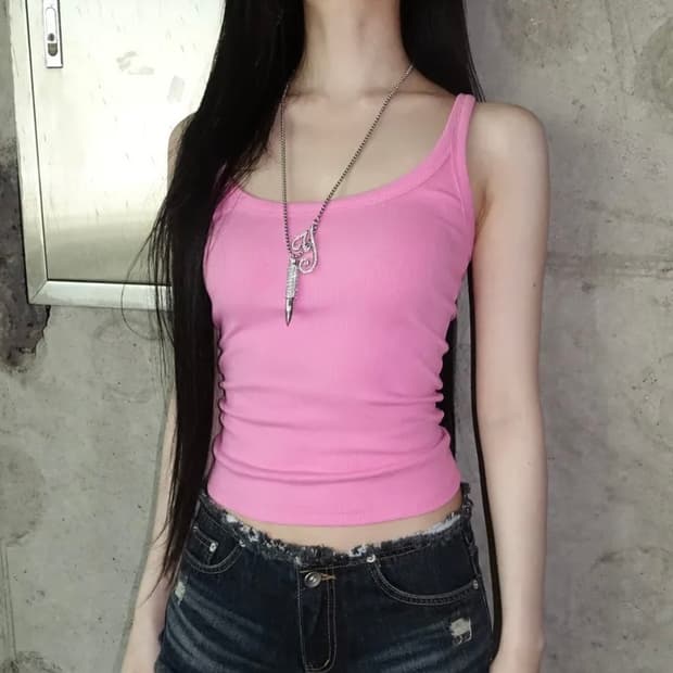 빈티지 캔디 컬러 나시 핑크