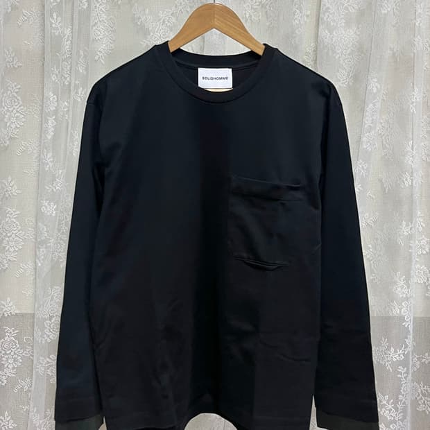 46) 솔리드옴므 포켓 롱슬리브 티셔츠 블랙