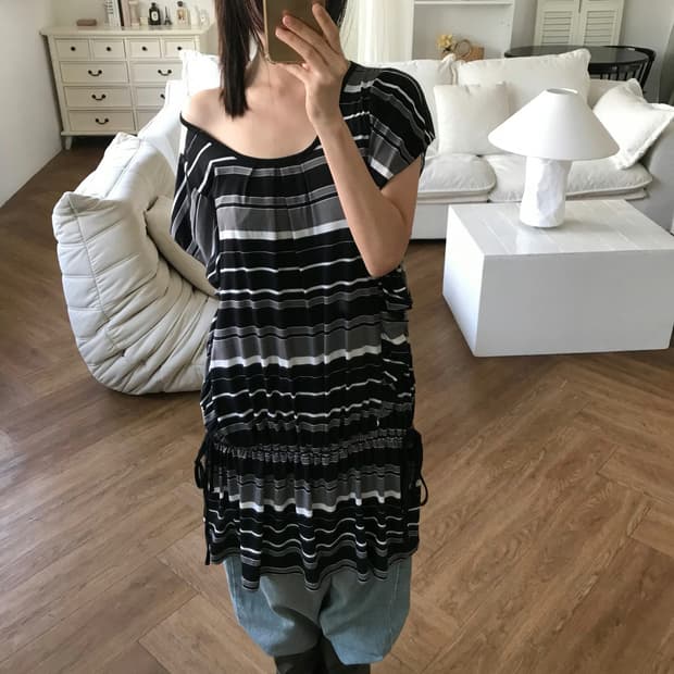 vintage stripe pattern one-piece